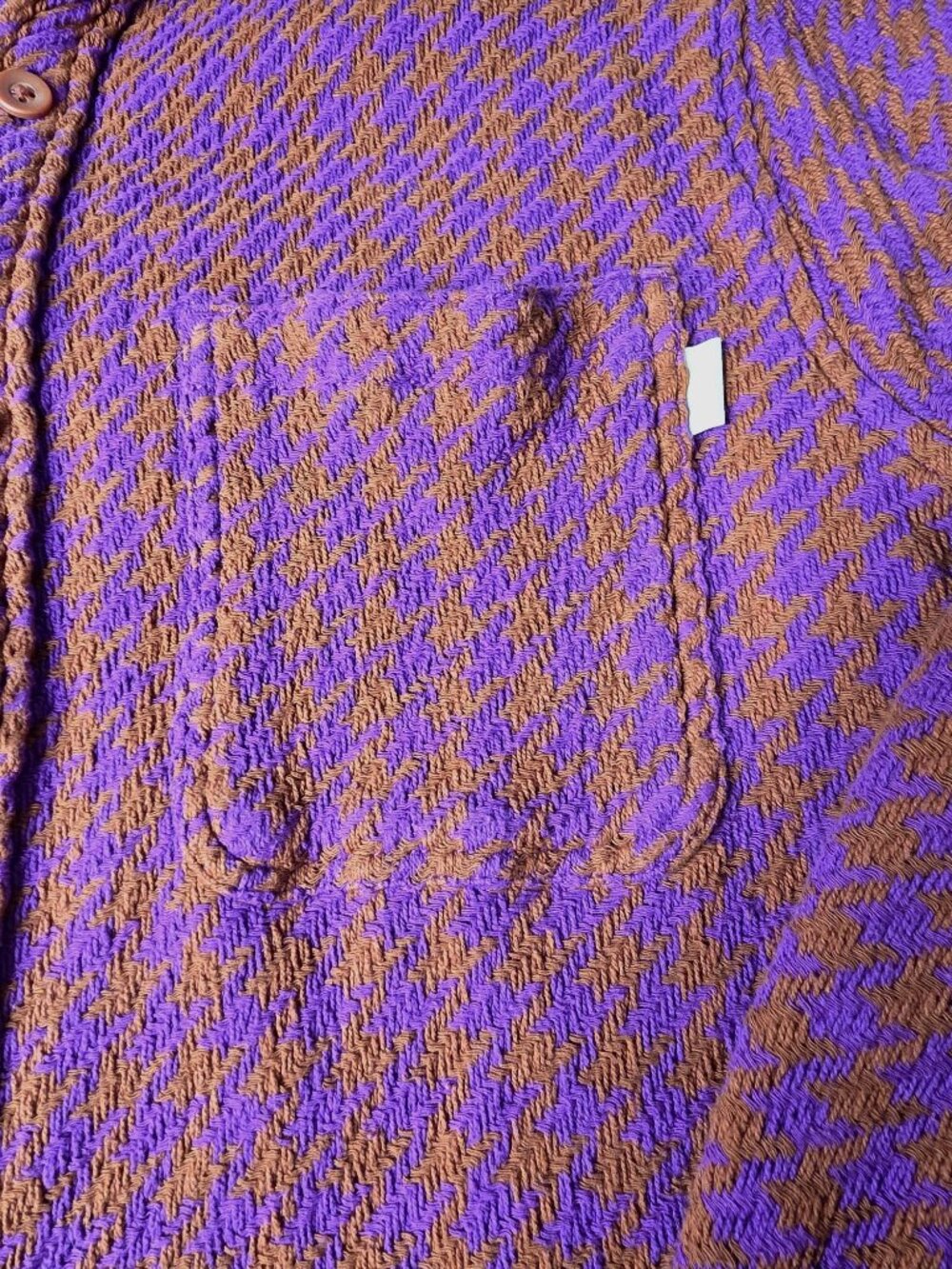 Urban Outfitters Purple & Orange Houndstooth Button-Up Shirt Jacket Size M Cotto - Picture 5 of 8
